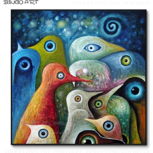 Hand-painted Fashion Design Abstract Penguin Oil Painting on Canvas Beauty Wall Art Funny Animal Abstract Penguin Oil Painting