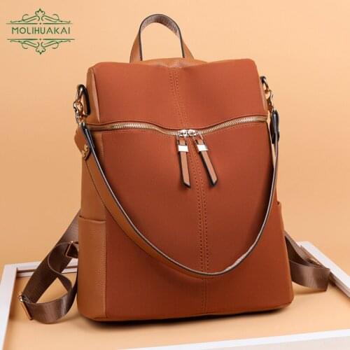 2021 Women High Quality Matte Leather Backpacks Vintage Female Shoulder Bag Travel Ladies Bagpack Mochilas School Bags for Girls