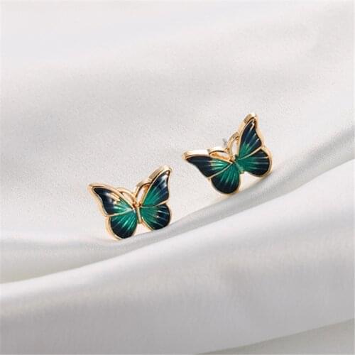 Fashion New green butterfly earrings female Cute Romantic temperament contracted small stud earrings for women Jewelry Making