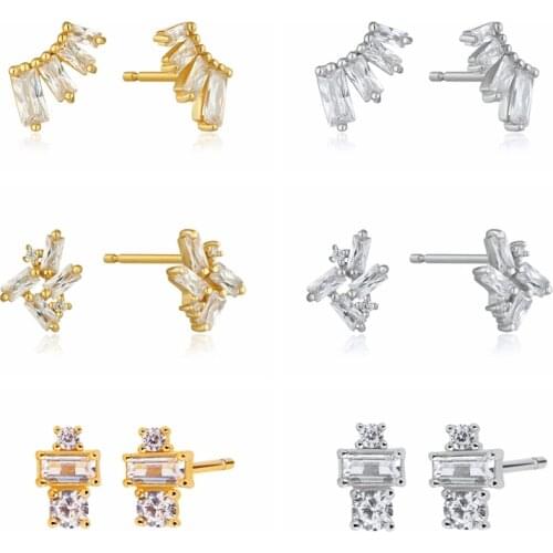 925 Sterling Silver Ear Needle Inlaid Fashion Crystal Stud Earrings Exquisite CZ Popular Fashion Jewelry For Women Wedding Gifts