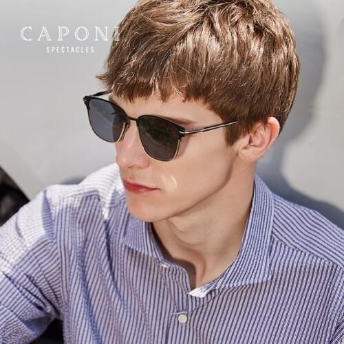CAPONI Luxury Design Sunglasses Men Polarized Photochromic Fashion Shades For Male Polarized Day And Night Sun Glasses BS3057