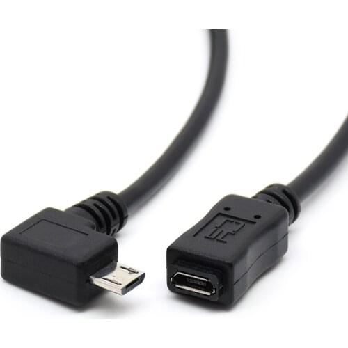 50cm V8 Micro USB Extension cable 90 Degree Right angle Micro USB male to female extension cable for mobile phone
