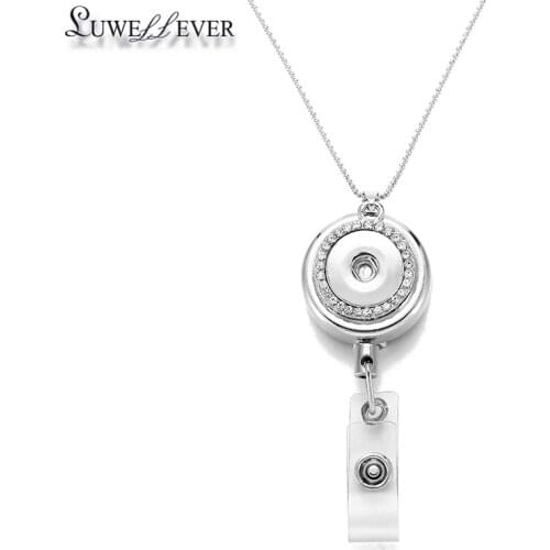 033 Fit 18mm Snap Button Retractable Pull Badge Reel ID Lanyard Name Tag Card Badge Holder Reels KeyRing Chain Clips Necklace