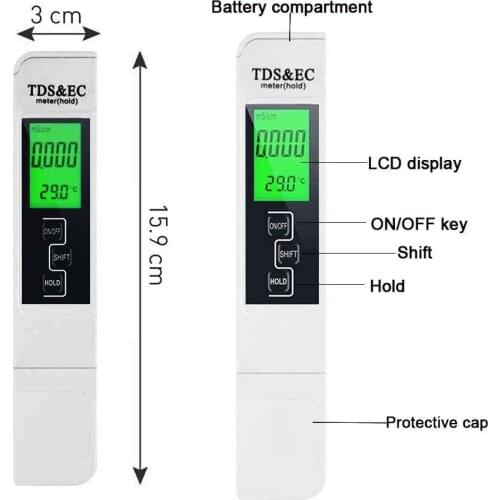 High Accuracy 3 In1 TDS EC Temp Digital TDS Meter PPM Tester With 4 Different Modes Water Level Tester Purity Filter Test Tool