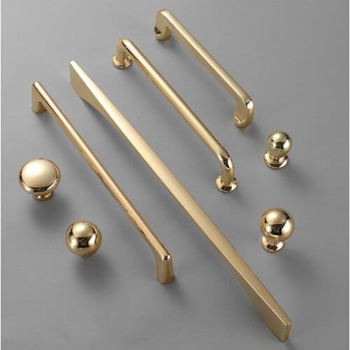 KK&FING Brushed Gold Handle Zinc Alloy Modern Kitchen Door Cabinet Knobs Furniture Drawer Pulls Handles Home Hardware