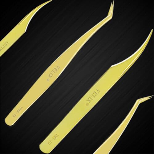 Yelix Eyelashes Tweezers Professional For Lash Extensions Accessories Colorful Stainless Steel Anti-static Eyelash Tweezer Tools