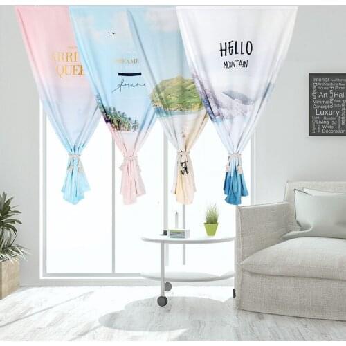 Pastoral Shading Curtain Bedroom Living Room Velcro Curtain Bathroom Modern Cloth Home Decoration Without Punching