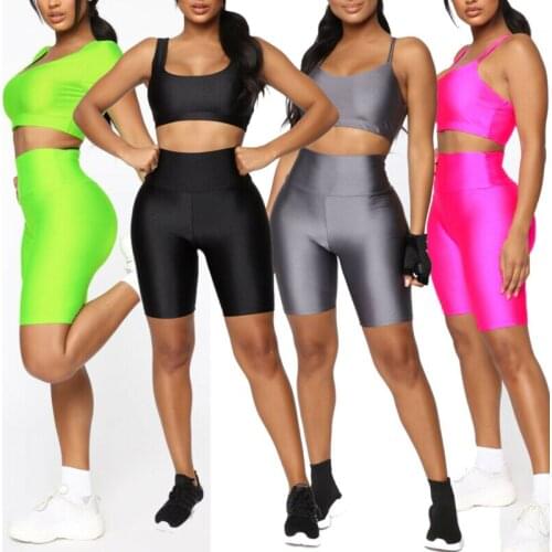 Womens Wet Look Elastic High Waist Sports Short Workout Running Fitness Leggings Female Stretch Yoga Shorts Gym Yoga Leggings