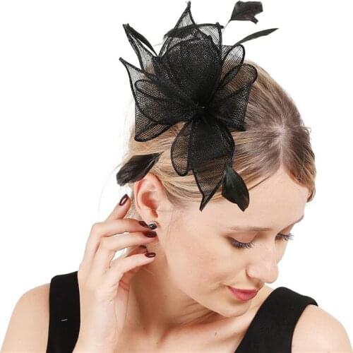 Girls Female Sinamay Show Fascinator Headwear Hai Comb Women Fashion Chuch Headdress Hairpin Bride Wedding Hair Accessories