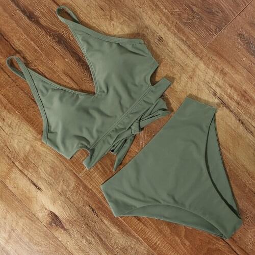 Womens Swimsuit 2021 High Waist Bikini Set Leopard Swimsuit Women Striped Bandage Sexy Floral Swimsuit V Neck Push Up Swimwear