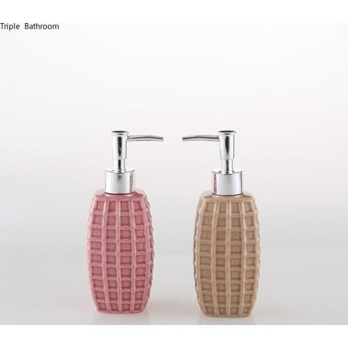 1 pc 280ml Lotion Bottle Nordic Style Ceramics Liquid Soap Dispenser Bottles Wristband Hand Dispenser Bathroom Accessories