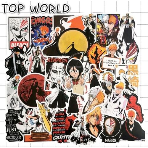 10/50pcs/pack Japanese Classic Anime Bleach Kurosaki Ichigo Pvc Waterproof Sticker For Skateboard Laptop Suitcase Toy Sticker