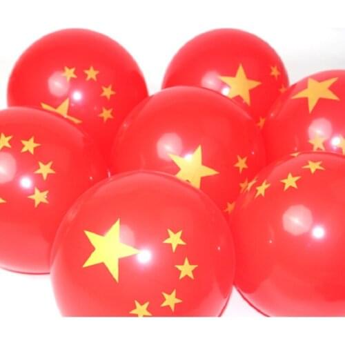 10inch Flag of China Five-Star Red Flag printing Mixed Helium Latex Balloon 100pcs for celebrating National Day Party Decoration