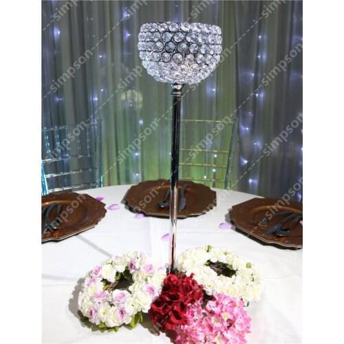 10pcs/ 60cm silver K9 crystal candle holder centerpieces crystal glass candle holder wedding candle holder wedding centerpiece