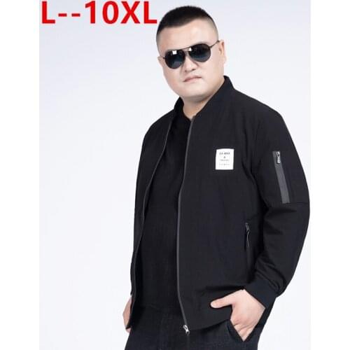 10XL 8XL Men Reversible Jacket with Stand-up Collar Mens Baseball Jacket Bomber Jacket with Zip Male Fashion Streetwear Clothes