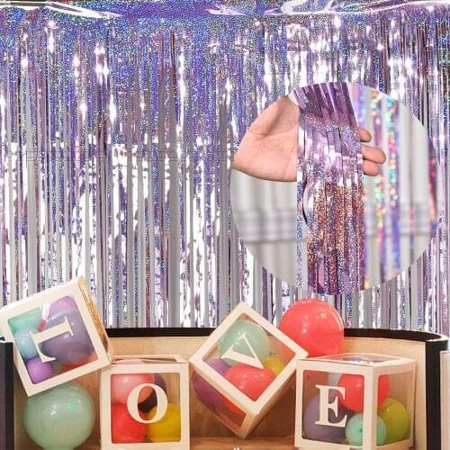 2M Glitter Curtain Foil Backdrop Birthday Party Wedding Decoration Background Party Wall Decoration Tassel Rain Silk Curtain