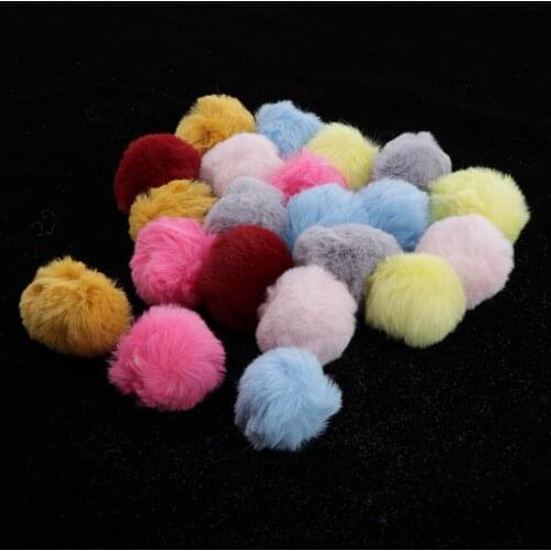 20pcs Faux Pom Pom Ball Keychain For Hat Bag Accessories Mixed