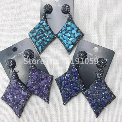 2018 fashionable female temperament purple crystal green gold earrings