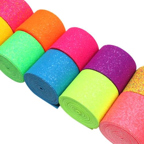 2y/bag Chunky Glitter Ribbon 75MM Soft Fabric Fluorescent Sequin Ribbon Gift Packaging Handmade Material DIY Hairbow Accessories
