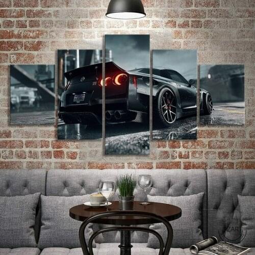 No Framed Canvas 5Pcs Sports Car Nissan Gtr Modular Wall Art Posters Pictures Paintings Home Decor for Living Room Decoration