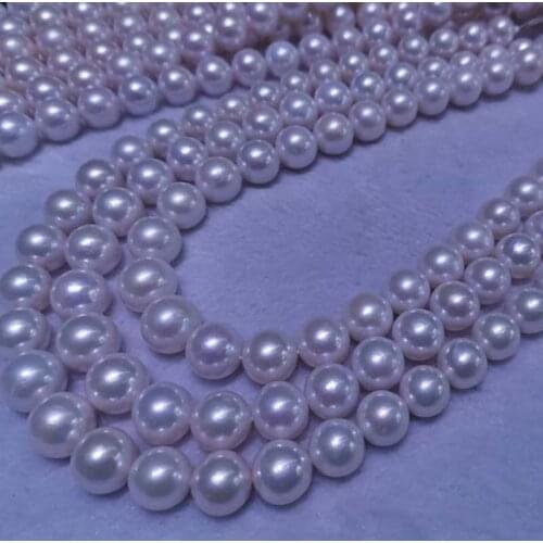 AA+ 10-14mm Round White Freshwater Pearls String 40cm