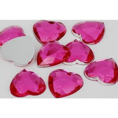 4-30MM DIY Bling Lt Hot Pink Heart Shape Acrylic Rhinestones Flatback Acrylic Stones no Glue for Hand Craft Arts Decoration