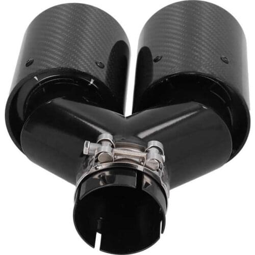 Tail Pipe Car 2‑1 Rear Exhaust Tip Y Pipe Dual 93mm Outlet Single 63mm Inlet Modification Universal Exhaust Y Pipe