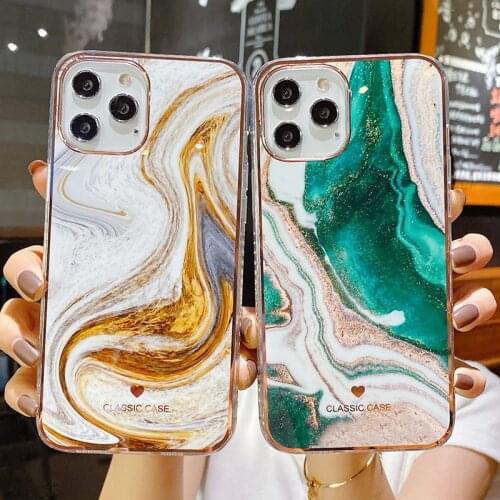 Glitter Gradient Marble Texture Phone Case For iPhone 12 Pro 11Pro Max XR XS Max X 7 8 Plus SE 2020 Shockproof Bumper Back Cover