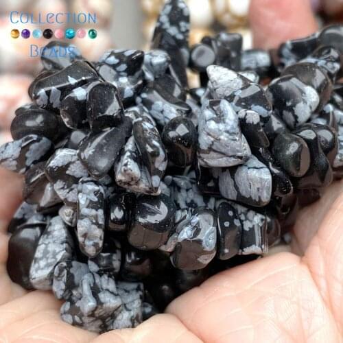 Natural Irregular Black Snowflake Jaspers Stone Spacer Round Beads For Jewelry Making DIY Bracelets Accessories Wholesale 15
