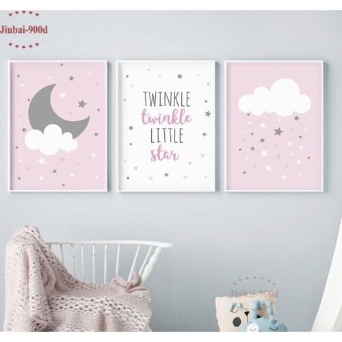Nursery Cartoon Cloud Moon Posters Canvas Painting Baby Room Wall Decoration Pictures Wall Art Posters and Prints NUR40