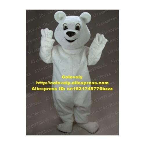 Friendly White Polar White Snow Sea Bear Ursus Maritimus Mascot Costume With Round White Ears Bright Black Eyes No.5399 Free Sh