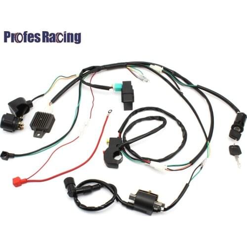 Motorcycle CDI Ignition Coil Wiring Harness Loom Solenoid Ignition Rectifier For 50/70/90/110/125CC Quad Dirt Bike ATV Go Kart