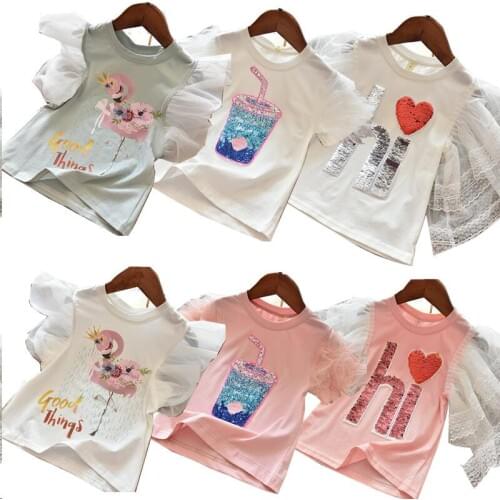 Unisex Summer T Shirt Baby Girls&Boys Short Sleeve Cotton Printing Casual Clothes Cute Baby 3-8Y Tees For Birthday Holiday Party