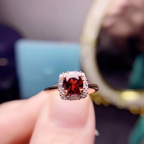 2021 New Female Ring Natural Citrine Garnet 925 Silver Inlaid Jewelry Vintage Anillos Lady Regalos Para Mujer Joyas