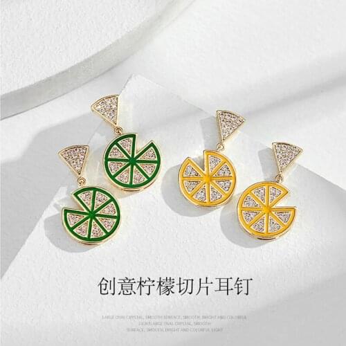 Korean Version of Fresh Lemon Slice Earrings Designer Earrings Net Red Earrings Factory Price Wholesale