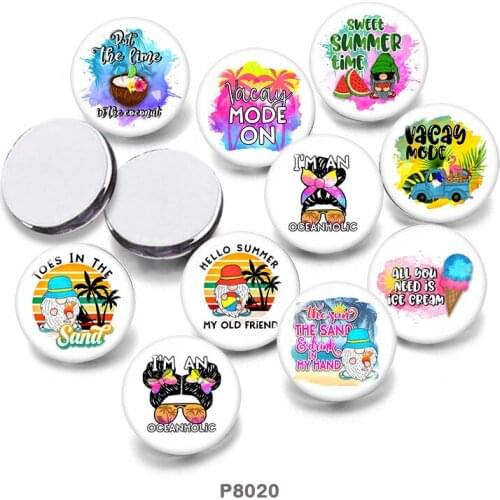 Summer 12mm/18mm/20mm/25mm/30mm Round Glass Cabochon Flat Back Making Findings P8020