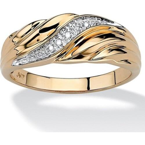 Milangirl New Twisted Weaving Gold Ring Men Luxury Dainty Small Crystal Wedding Ring Mujer s for Women
