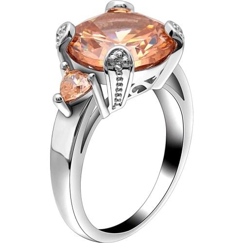 Fashion Jewelry Champange Zirconia Promise Ring Wedding Engagement Rings for Women Bijoux Femme Anniversary Gifts