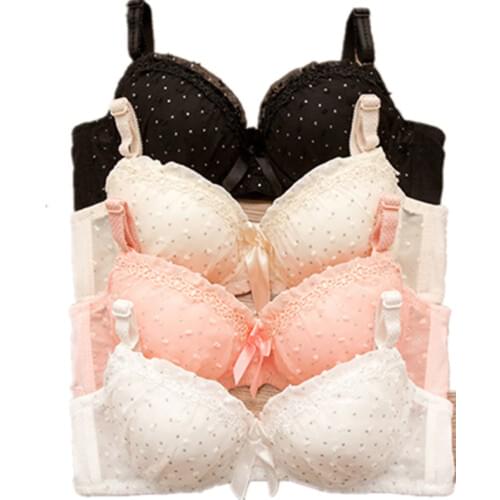 Girl Underwear Soft Dot Lace Training Bra Kids Girl Wire Free Adjustable First Bra Children Small Bust Cotton Bra