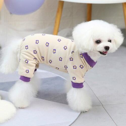 Pure Cotton Dog Clothes Small Dog Pajamas Chihuahua Yorkshire Teddy Pet Clothing Jumpsuit Soft Home Wear
