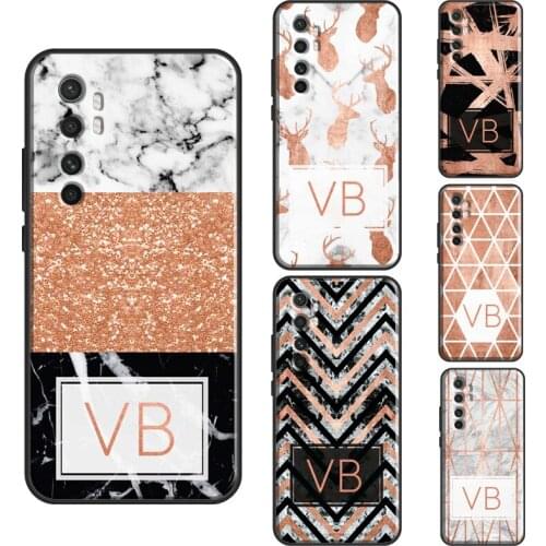 PERSONALISED ROSE GOLD INITIALS MARBLE Case For POCO X3 Pro F1 F2 M3 Pro F3 Cover For Xiaomi Mi 11 Ultra Note 10 Lite Mi 10T Pro