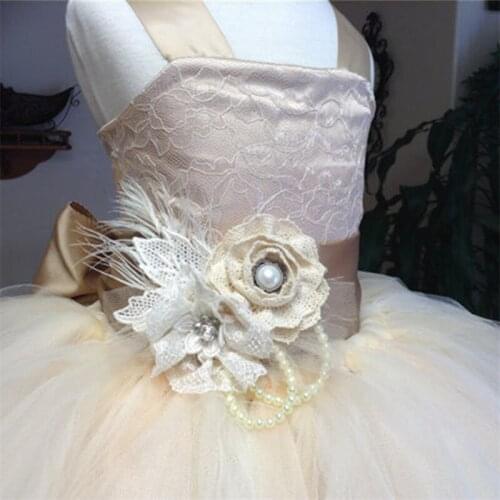 Princess Flower Girl Dresses For Wedding Communion Gown Birthday Party Dress Girl Lace petal Party Long Maxi Banquet party Dress