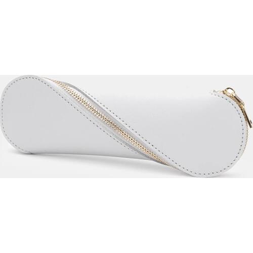 Simple solid color pencil case capacity leather hit color male and female middle school students pencil bag ins stationery bag