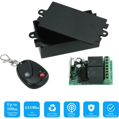 433Mhz 10A Relay Wireless Remote Control Switch Receiver Module+1PCS 2 Key RF 433 Mhz Transmitter Remote Controls 1527 Chip