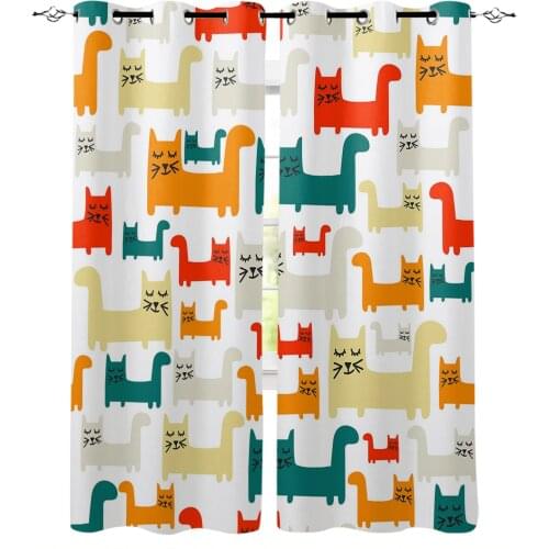 Animal Colorful Cat White Bedroom Modern Window Curtain for Living Room Decoration Curtains Home Textile Drapes