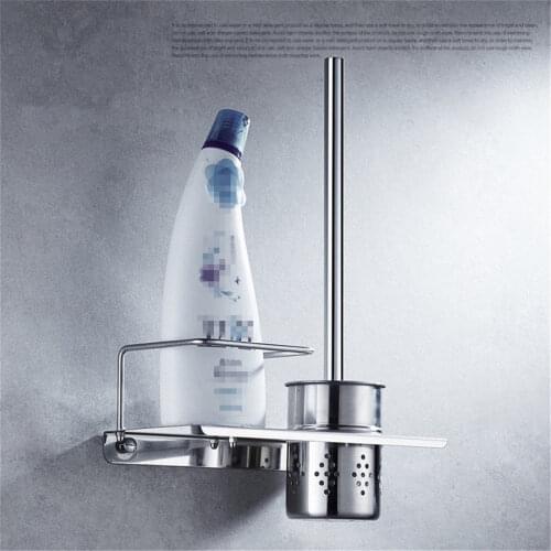 Modern 304 Stainless Steel Toilet Brush Holder Wall Mounted Cleaning Rack Cup Bathroom Accessories popular simple design