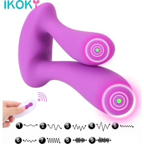 USB Rechargeable 9 Speed G Spot Double Head Stimulator Anal Massager Wireless Vibrator Sex Toy For Woman