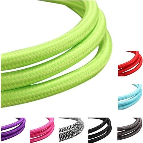 Vintage Braided 2Core Fabric Lighting Flex Cable Cord, Black 5 Meter