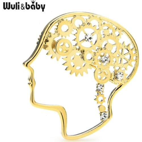 Wuli&baby Alloy Machine Brain Head Brooches For Women 2-color Figure Party Office Brooch Pins Gifts