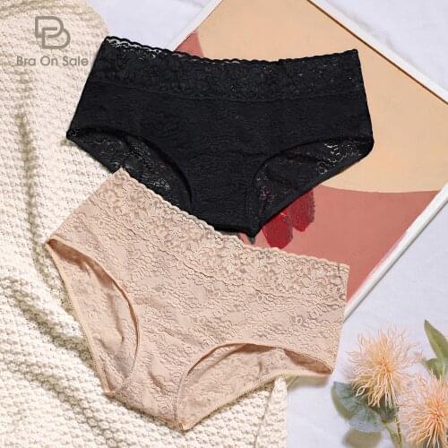 Womens Low Rise Sheer Lace Breathable Panties Hipster Plus Size Underwear